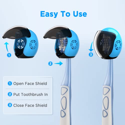 Frekare Helmet Toothbrush Covers Caps, Fits Most Manual and Electric Toothbrushes, 4 Count (Black, Grey, Green, Yellow)