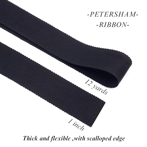 Petersham Ribbon 1 Inch Vintage Ribbon for Millinery Hat Craft(Black)