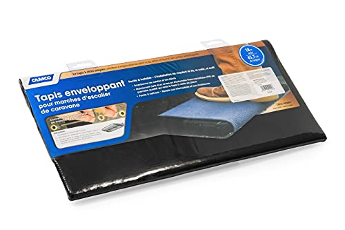 Camco Wrap Around RV Step Rug | 17.5" x 18" | Black | 42904