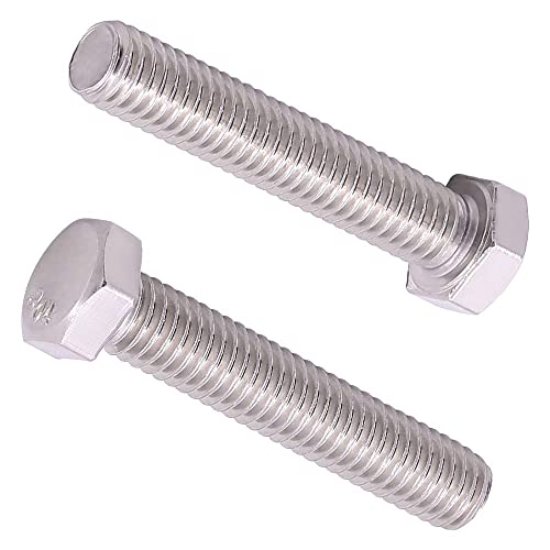 M12-1.75 x 40mm (8 pcs) Hex Head Bolts, 304 Stainless Steel 18/8, Hexagon Head Bolts, Full Thread Coverage, Coarse Thread, Strong, Durable, Thread Size Ranges from 3mm to 20mm Head Bolts, DIN933