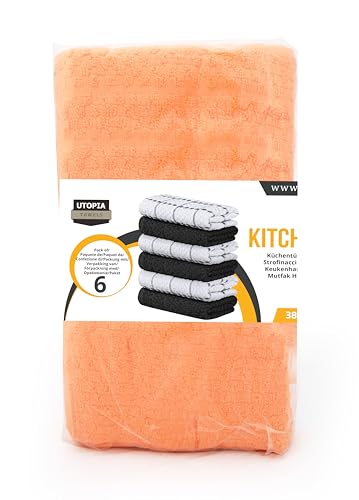 Utopia Towels Kitchen Towels [6 Pack], 15 x 25 Inches, 100% Ring Spun Cotton Super Soft and Absorbent Dish Towels, Tea Towels and Bar Towels (Orange)