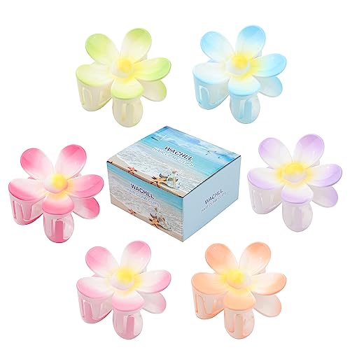 WACHLL Matte Flower Hair Claw Clips for Women, 6PCS Large Non-Slip Strong Hold Clips for Thick and Thin Hair