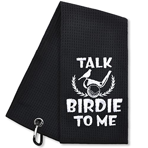 Hafhue Talk Birdie to Me Funny Golf Towel, Golf Gifts for Men Women, Golf Accessories for Men or Women, Birthday Gifts for Golf Fan, Retirement Gift for Men Dad Grandpa