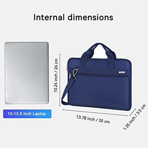 Voova Laptop Bag 13-14 Inch, 360° Protective Laptop Case Sleeve with Shoulder Strap Compatible with Macbook Air 13, MacBook Pro 13/14, Waterproof Computer Bag Slim Briefcase for Men Women, Blue