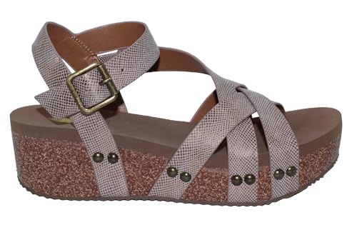 VOLATILE Women's Sandcastle Wedge Sandal, Black, 6