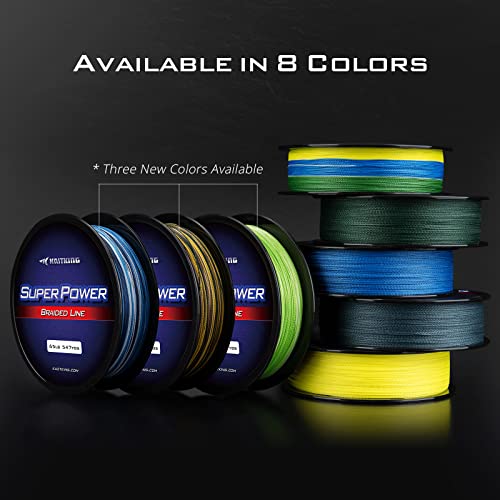 KastKing Superpower Silky8 Braided Fishing Line, Yellow, 8 Strand, 20LB, 150Yds