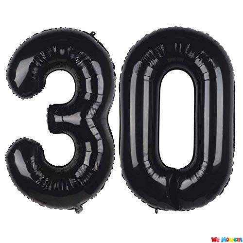 We Moment Roll over image to zoom in 40 Inch Black Number 30 Balloons Mylar Foil Balloon for 30th Birthday Anniversary Decorations