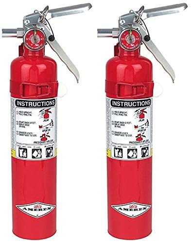 Amerex B417, 2.5 lb. ABC Dry Chemical Class A B C Fire Extinguisher with Wall Bracket, 2 Pack