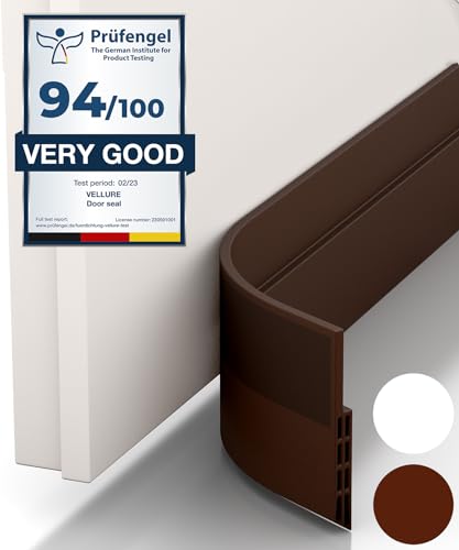 Vellure® Door Draft stoppers for Bottom of Door - New Premium Door Sweep/Door Seal Strip (Save Energy – installs Quickly and Easily) Door Weather Stripping, Ideal for Keeping Out Cold (1x39 Brown)
