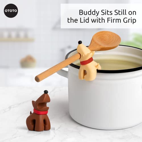 OTOTO Best Buddies Dog Kitchen Spoon Holder, 2 Pack - Cooking Spoon Rest for Kitchen Counter - Spatula, Ladle Holder, Kitchen Utensil Holder - Heat Resistant & Dishwasher Safe Utensil Rest