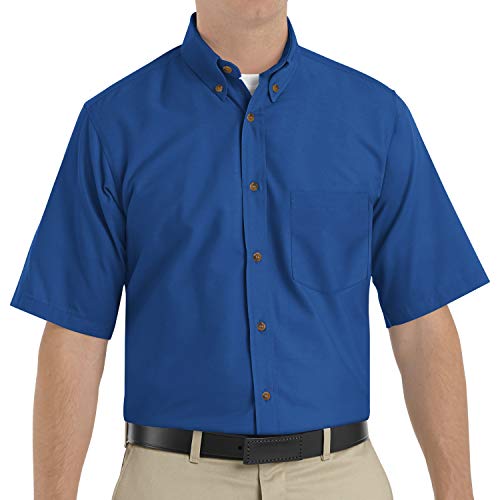 Red Kap Men's Standard Poplin Dress Shirt, Stain and Wrinkle Resistant, Short Sleeve, Royal Blue, 5X-Large