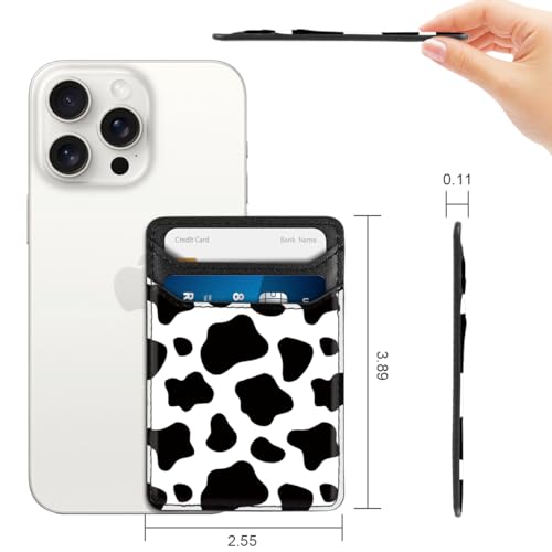 Yiyahu Self Adhesive Card Holders for Back of Phone, Leather RFID Phone Wallet Pockets Stick On, Credit Card Holders Sleeve for Phone Case Compatible with Most of Smartphones, White Flower