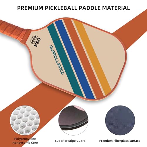 Pickleball Paddle Set of 2 Fiberglass Rackets,USAPA Approved Pickleball Set of 2 Pickle Ball Paddles,Fiberglass Surface & PP Honeycomb Core,Breathable Handle,4 Indoor & Outdoor Balls,1 Pickleball Bag