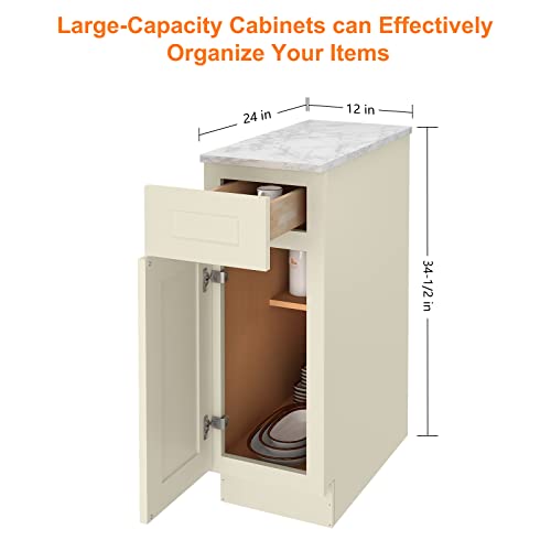 LOVMOR Kitchen Base Cabinets, Sideboard Storage Cabinet, Entryway Cabinet with 2-Drawers & Adjustable Shelf, 36" W X 24" D X 34-1/2"H