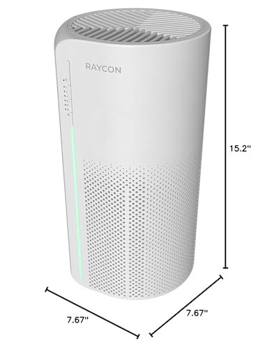 Raycon Room Air Purifier, H13 Replaceable HEPA Filter, Air Quality LED Indicator, Adjustable Fan Speeds, Home Essentials (White)