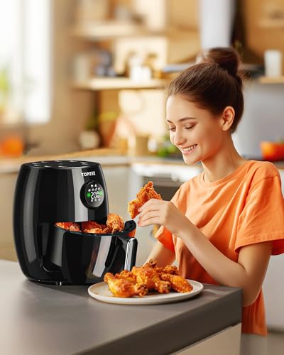 Small Compact Air Fryer, 2.1QT, 4-in-1 Small Mini Airfryer, Bake, Roast, Reheat, 98% Less Oil, Adjustable Temperature Control w/ 60min Timer, Quiet, Nonstick & Dishwasher Safe Basket, BPA-Free, Black