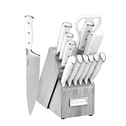 Cuisinart 15-Piece Knife Set with Block, High Carbon Stainless Steel, Forged Triple Rivet, Black/Black C77BTR-15PBK