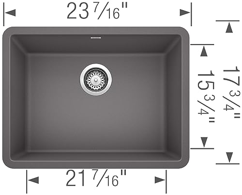 BLANCO 522258 Precis 24" Single Bowl-Anthracite Sink, 23.44" L X 17.75" W for 27" Cabinet