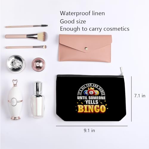 kdxpbpz Bingo Lover Gift for Women Funny Bingo Player Gift Bingo Gambler Cosmetic Case Makeup Bag Casino Lover Gift Gambler Birthday Gift Bingo Gambling Travel Bag Lucky Bingo Game Gift (Black)