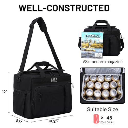 MIER 30L Extra Large Soft Cooler Bag with Bottle Opener for Camping Beach BBQ Grocery Golf Leakproof Picnic Lunch Bag, Collapsible, Top Flip Lid, 45Can (Black)