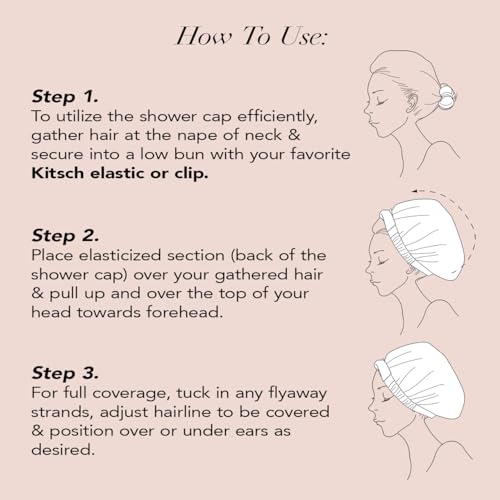 Kitsch Luxury Shower Cap for Women Waterproof - Reusable Shower Cap, Hair Cap for Shower, Waterproof Hair Shower Caps for Long Hair, Non-Slip Cute Shower Cap One Size, Chic Shower Bonnet - Blush Dot