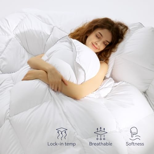 Acrafsman 3M Thinsulate Feather Down Duvet Insert Twin Comforter, All Season Twin Down Comforter, Bed Comforter White 68x90 Inches