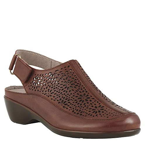 Easy Spirit Women's Dawn Clog, Medium Brown Leather, 7.5 Narrow
