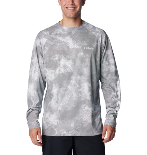 Columbia Men's Terminal Deflector Printed Long Sleeve, Cool Grey Deepwaters Camo, X-Small