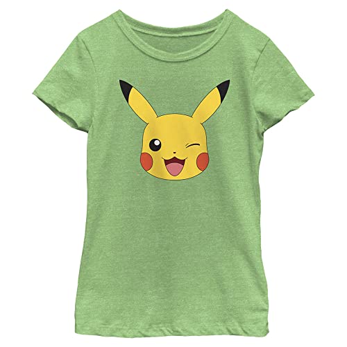 Pokemon Pikachu Big Face Girls Short Sleeve Tee Shirt Purple Berry