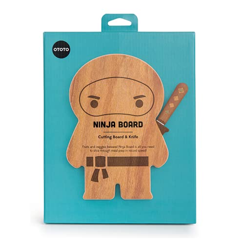 NEW!! Cutting Board & Knife Set by OTOTO - Wooden Cutting Boards for Kitchen - Housewarming Gift, Small Cutting Board Wood, Funny Kitchen Gadgets, Cooking Gifts