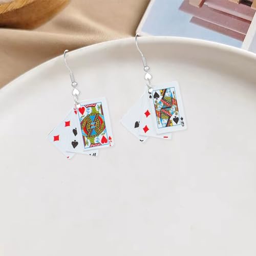 Seakuur Casino Punk Poker Irregular Women Drop Earring Playing Card Alloy Casual Ear Jewelry Party Hip Hop Jewellery (A)