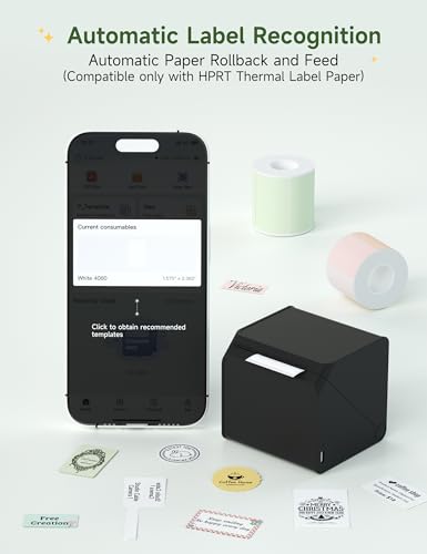 HPRT T260LR 2-Inch Label Maker - Portable Bluetooth Thermal Printer, Sticker Maker Machine with Waterproof Tape for Small Business, Barcode, Name, Address, Mailing, Clothing, School, Home & Office