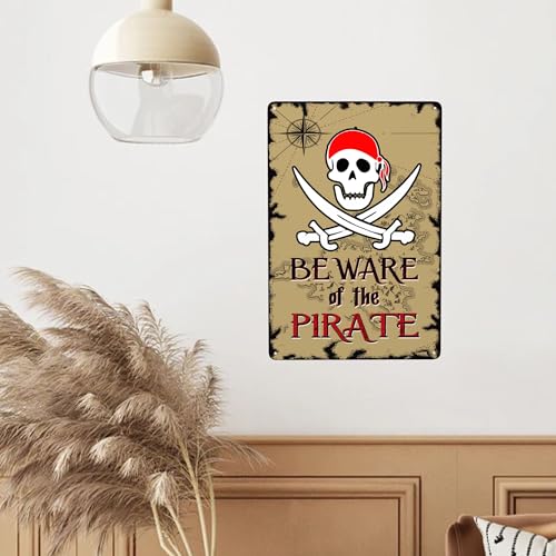 Pirate Theme Signs Decor Metal Sign Pirates Only All Others Will Walk The Plank Signs 12x8 Inches (Pirate01)