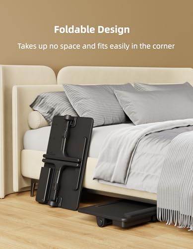 Laptop Desk for Bed,EWX Bed Table with Foldable Legs Tablet Slot Storage Drawer Silicone Wrist pad,Foldable Lap Table for Eating, Working, Writing and Drawing,22.8” x 14.6” Bed Desk