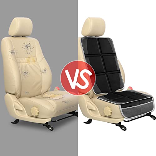 Lyork Car Seat Protectors for Child Car Seat, Thick Waterproof Carseat Protector Car Seat Cover with Organizer Pockets, Non-Slip Seat Protector Under Baby Car Seat for Back Leather Seats (2 Pack)