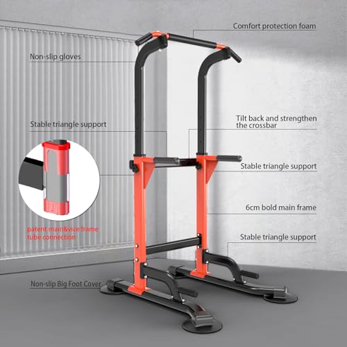 Z ZHICHI Pull Up Dip Station For Home Gym Strength Training Fitness Workout Station Chin-Ups Push-Ups Pull-Ups Dip-Ups 330LBS T055CDN