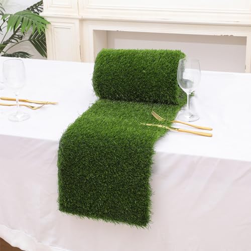 SHACOS Artificial Grass Table Runner - 1x5 Feet, 1.2 inch Outdoor Fake Turf Mat Grass Rug for Table, Home, Patio, Wall, Garden, Yard Decor