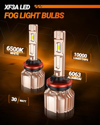 SEALIGHT XF3A H10/9145/9140 Fog Light Bulbs,10000 Lumens 3000K Amber Yellow Light, 600% Brightness 9040/9045 Fog Light Bulbs, Ultra-High Heat Dissipation Performance, Non-polarity, Pack of 2