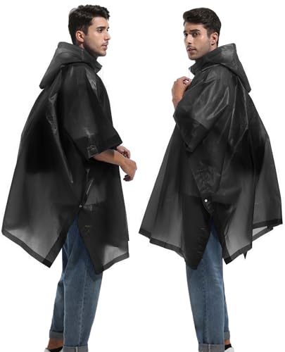 HOOMBOOM Unisex Rain Ponchos 2 Packs for Adults Waterproof Emergency Rain Coat White