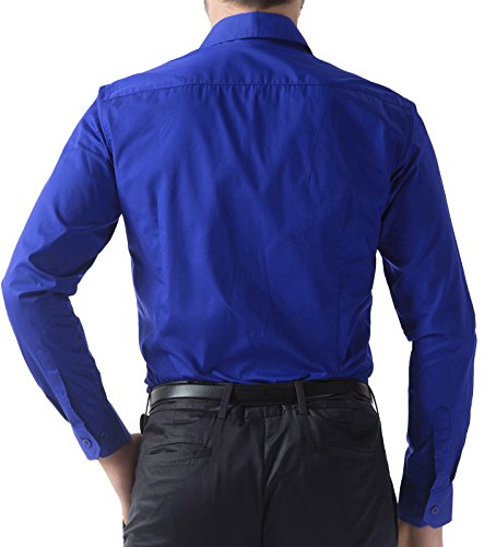 Stylish Slim Fit Long Sleeves Button Down Dress Shirts (L, Royal Blue 52)