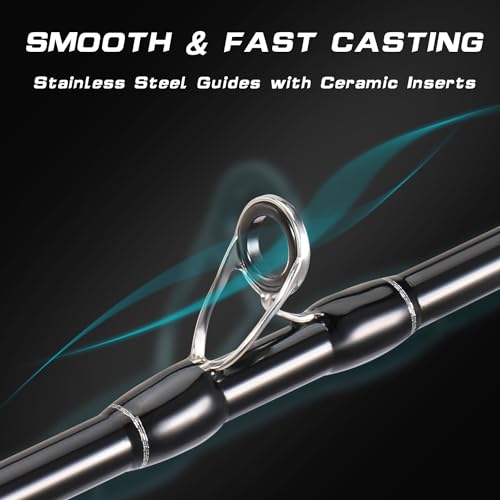 Sougayilang Fishing Rod and Reel Combo, Baitcasting Combo,30 Ton + 24 Ton Carbon Fiber 2 Pieces Fishing Poles with Baitcaster Reel,SuperPolymer Handle