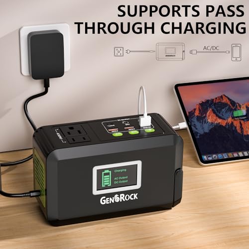 GENSROCK Portable Power Bank, 24,000mAh Portable Laptop Charger with 150W Peak AC Outlet, 8-Port Compatible with iPhone Series, MacBook, Dell, Samsung for Outdoor Camping Home Office Emergency.