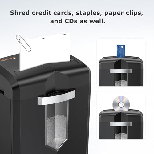 Bonsaii 12-Sheet Micro Cut Shredders for Home Office, 60 Minute P-4 Security Level Paper Shredder for CD, Credit Card, Mails, Staple, Clip, with Jam-Proof System & 4.2 Gal Pullout Bin C266-B