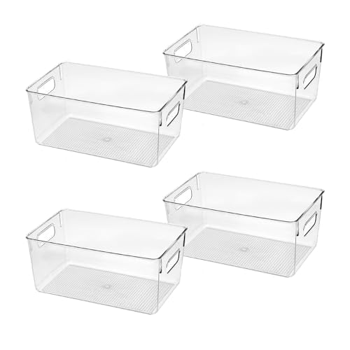 Clear Plastic Storage Bins, Pantry Organizers and Storage Containers Fridge Organizer Bins Kitchen Cabinet Organizer Medicine Cabinet Organizer Bin Home Freezer Organization 10 x 6 x 5