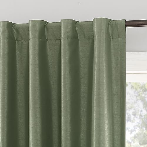 Sun Zero Greyson Faux Dupioni Silk Thermal Extreme Total Blackout Back Tab Curtain Panel, 50" x 63", Bordeaux Red
