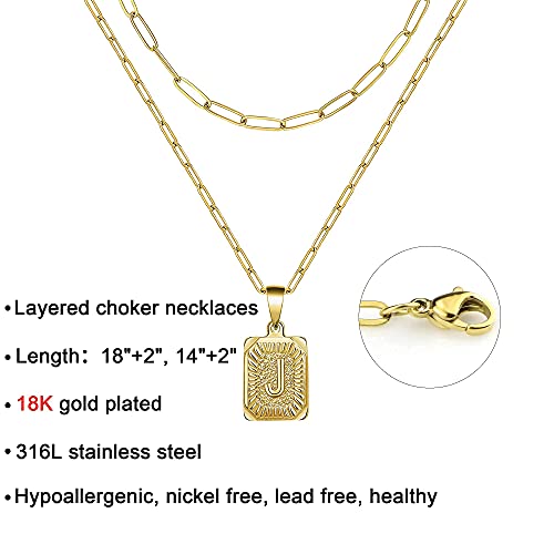 JoycuFF Neclaceses for Women Paperclip Gold Planted Stainless Steel Chain Pendant Necklace Jewelry Gifts for Mother Daughter Sister Square Letter S