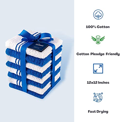 ORMYSA 8 Pack Kitchen Dish Cloths for Washing Dishes - Blue White, 12 x12 Inches Dishcloths for Kitchen Fast Absorbing Quick Dry Super Soft Dish Rags