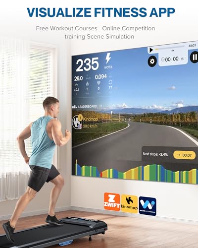 Walking Pad with 10% Incline, Walking Pad Treadmill 300lb Capacity, [Voice Control] Works with KINOMAP WELLFIT APP, 2.5HP Running Pad Small Treadmill for Home Office Apartment