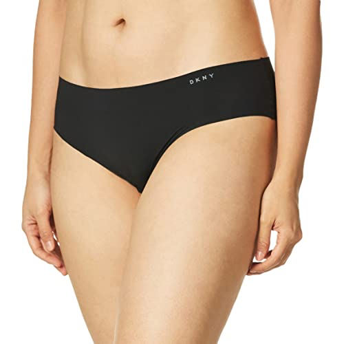 DKNY Women's Seamless Litewear Cut Anywhere Hipster Panty, Black/Graphite, Small