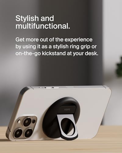 Belkin iPhone MagSafe Camera Mount for MacBook, Continuity Camera Mount, Turn to Webcam, Compatible with MacBook Pro, Air, iPhone 16, 15, 14, 13, 12 - Black